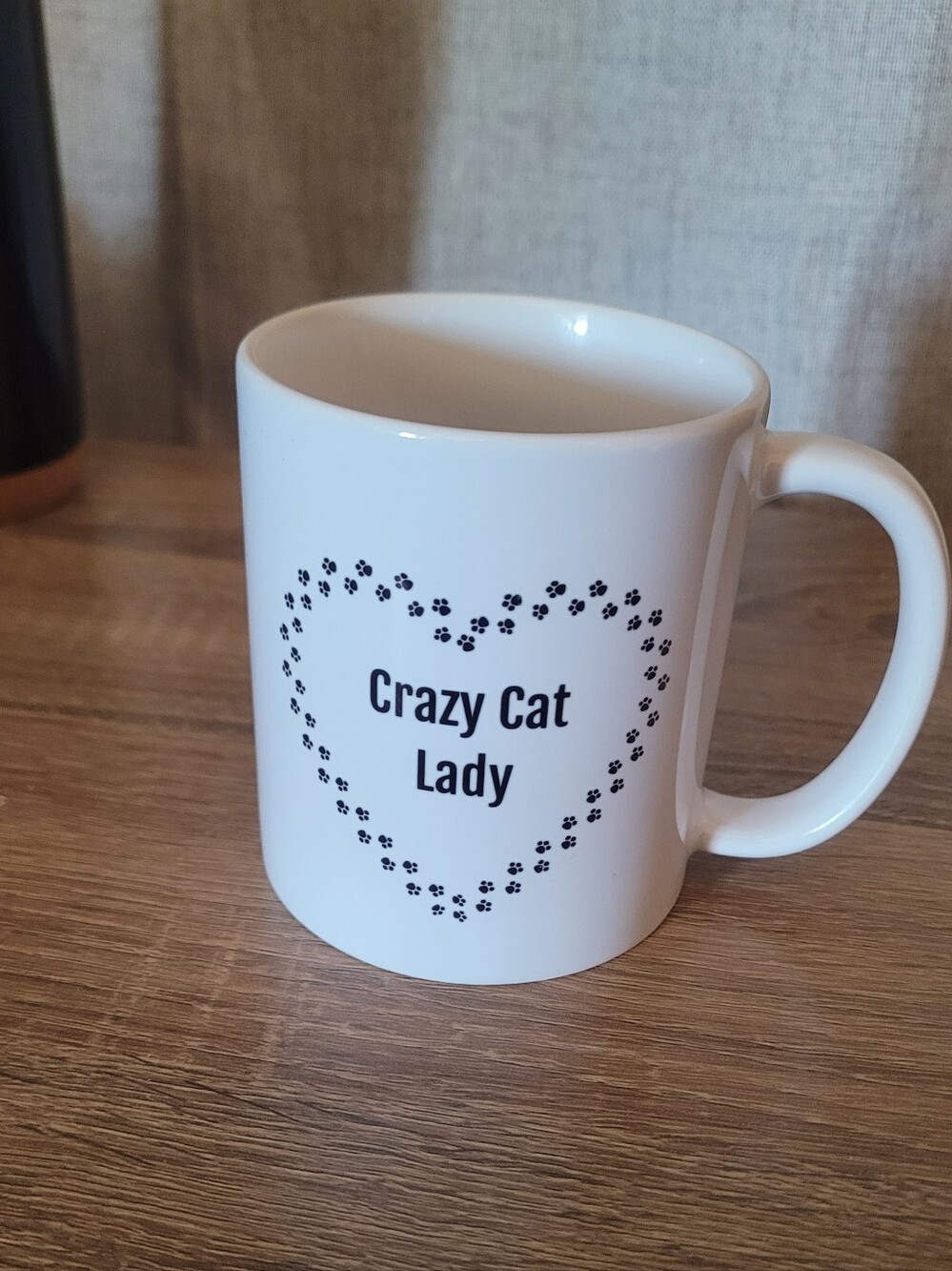 Crazy Cat Lady White Ceramic Mug - Cute Paw Print Heart